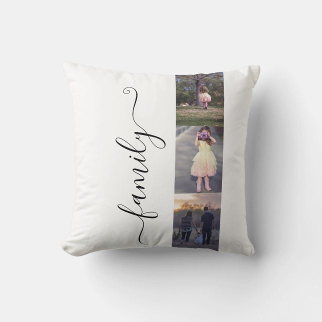 Foto Collage Familie Foto's Sjabloon 6 Afbeeldinge Kussen (Voorkant)