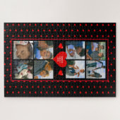 Foto Collage Familie Gepersonaliseerd Rode Hart &  Legpuzzel (Horizontaal)