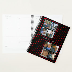 Foto Collage Familie Gepersonaliseerd Rode Hart & Planner