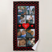 Foto Collage Familie Gepersonaliseerd Rode Hart &  Strandlaken (Voorkant)