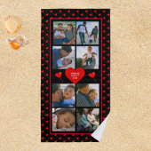 Foto Collage Familie Gepersonaliseerd Rode Hart &  Strandlaken