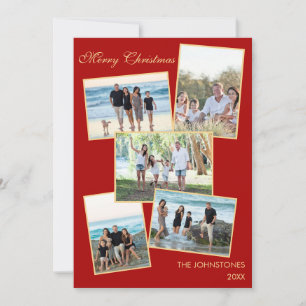 Foto Collage Familie Kerst Flat Vakantie Kaart