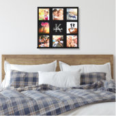 Foto collage familie monogram zwart uniek canvas afdruk (Insitu (Slaapkamer))