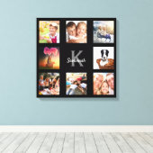 Foto collage familie monogram zwart uniek canvas afdruk (Insitu (Houten vloer))