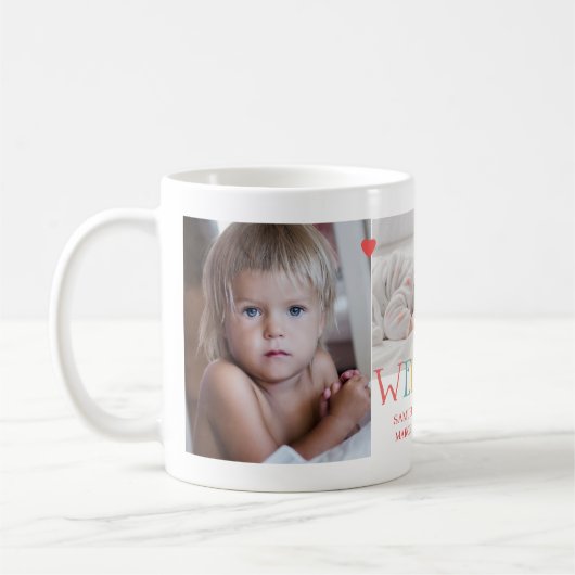 Foto collage familie welkom pasgeboren baby koffiemok (Links)