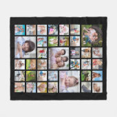 Foto Collage Familienaam of Titel Zwart Fleece Deken (Voorkant (Horizontaal))