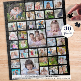 Foto Collage Familienaam of Titel Zwart Legpuzzel