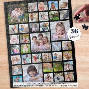 Foto Collage Familienaam of Titel Zwart Legpuzzel