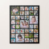 Foto Collage Familienaam of Titel Zwart Legpuzzel (Verticaal)