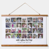 Foto collage - familietekst onderaan - wit hangend wandkleed (Voorkant)