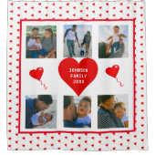 Foto Collage Family Personalized Valentijn Heart Douchegordijn (Voorkant)