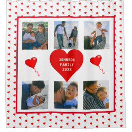 Foto Collage Family Personalized Valentijn Heart Douchegordijn