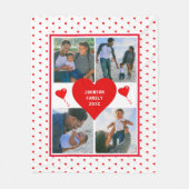 Foto Collage Family Personalized Valentijn Heart Fleece Deken (Voorkant)