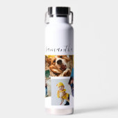 Foto Collage Family Pets Gift Monogram Waterfles (Voorkant)