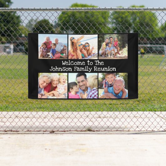 Foto Collage Family Reunion Persoonlijk Zwart Spandoek (Insitu)