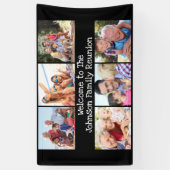 Foto Collage Family Reunion Persoonlijk Zwart Spandoek (Verticaal)
