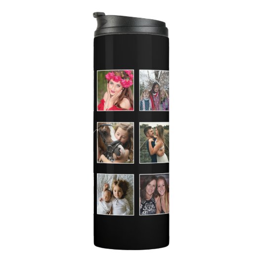 Foto Collage Family Script Black en White Therma Thermosbeker (Geroteerd rechts)