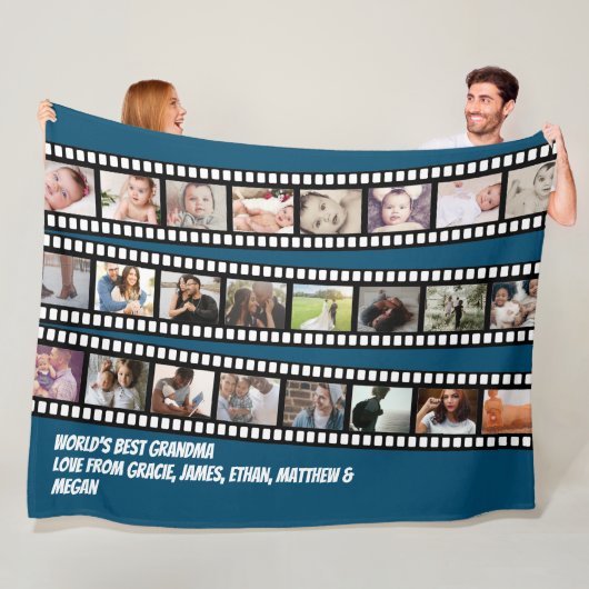 Foto Collage Film Strip - Aangepast, op maat Fleece Deken (In situ)
