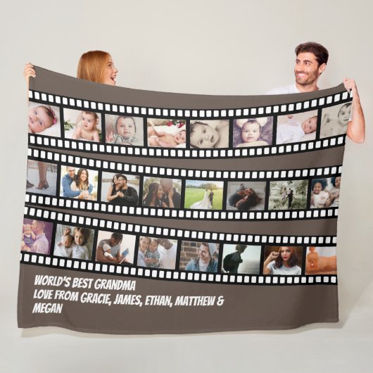 Foto Collage Film Strip - Aangepast, op maat Fleece Deken (In situ)