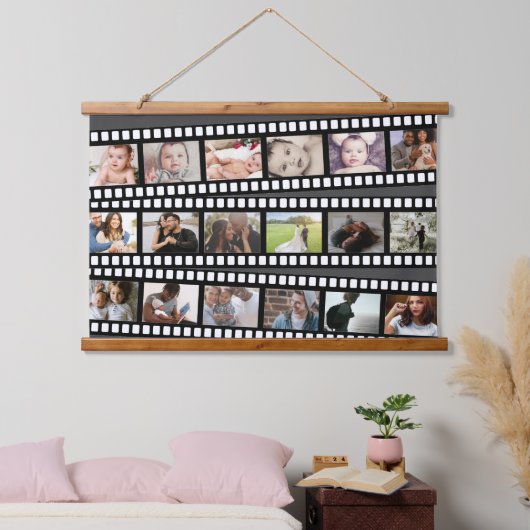Foto Collage Film Strip - Aangepast, op maat Hangend Wandkleed (Slaapkamer)