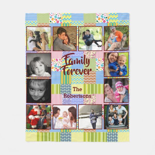 Foto Collage Fleece Blanket - Light Patchwork (Voorkant)