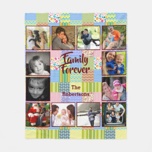 Foto Collage Fleece Blanket - Light Patchwork Deken