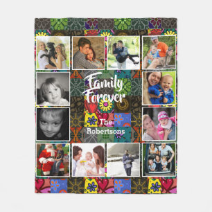 Foto Collage Fleece Blanket - Patchwork Pattern
