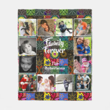 Foto Collage Fleece Blanket - Patchwork Pattern
