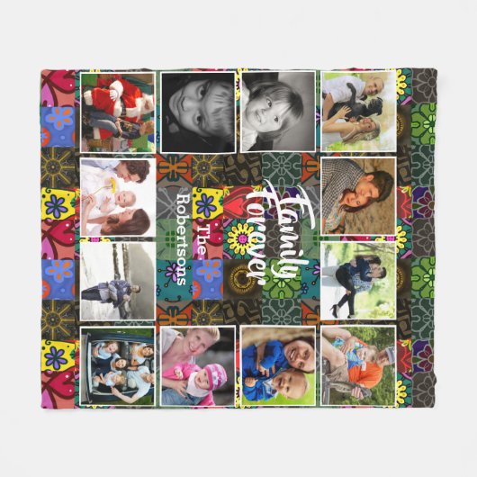 Foto Collage Fleece Blanket - Patchwork Pattern Deken (Voorkant (Horizontaal))