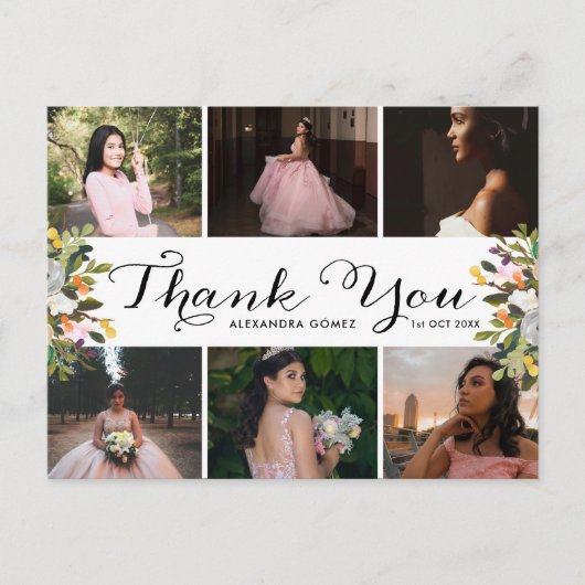 Foto Collage Floral Quince Dank u Briefkaart (Voorkant)
