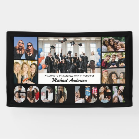 Foto Collage Geluk Collega Afscheidsfeestje Spandoek (Horizontaal)