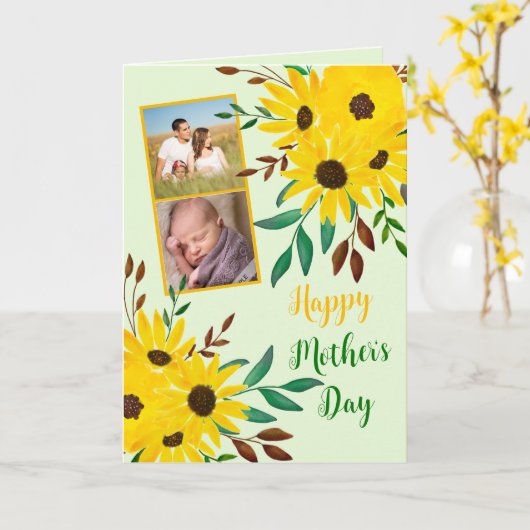 Foto collage Gelukkige Moederdag" Zonnebloem Kaart (Gele Bloem)