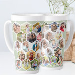 Foto Collage Geometrische Hexagon 28 Pic Sage Groe Latte Mok<br><div class="desc">Creëer uw eigen hoge latte mok met een geometrische zeshoek stijl fotocollage. De fotosjabloon is ingesteld voor u om 28 van uw afbeeldingen van familie en vrienden, huisdieren, vakanties etc. toe te voegen. Uw foto's worden weergegeven in de zeshoekige vormen, zoals een wand van honingraat. Het patroon is gekleurd in...</div>