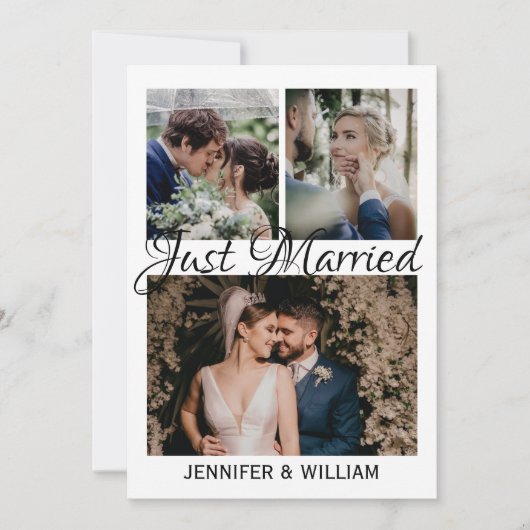 Foto Collage Gewoon huwelijksaankondiging Kaart (Voorkant)