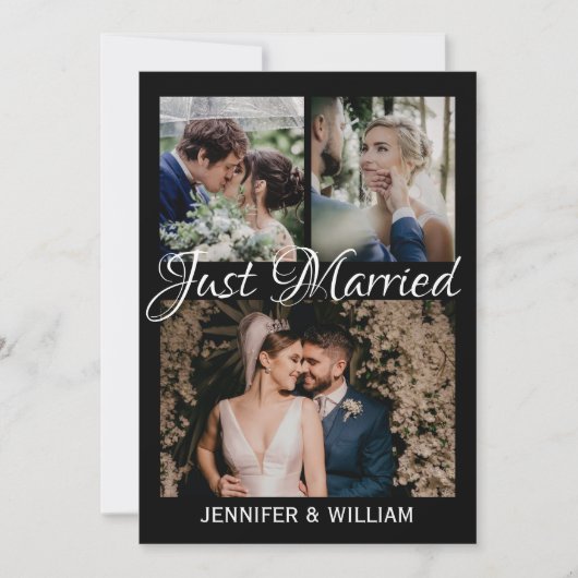 Foto Collage Gewoon huwelijksaankondiging Kaart (Voorkant)