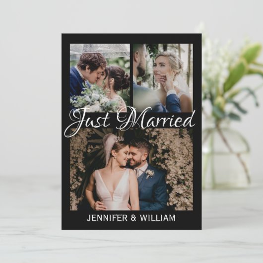 Foto Collage Gewoon huwelijksaankondiging Kaart (Staand voorkant)