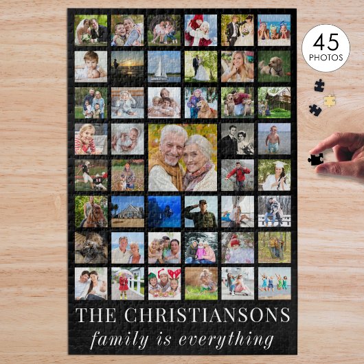 Foto Collage GEZIN IS ALLES Zwart Legpuzzel