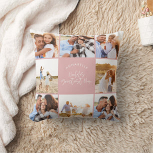 Foto collage girly roze girly modern moederdag kussen