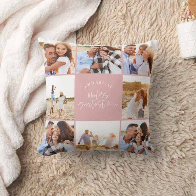 Foto collage girly roze girly modern moederdag kussen (Deken)