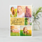 Foto: Collage Gold Foil Trendy Graduparty Kaart (Staand voorkant)
