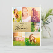 Foto Collage Gold Glitter Graduparty Kaart (Staand voorkant)