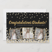 Foto Collage Gold Silver Confetti Afstuderen Kaart (Voorkant)