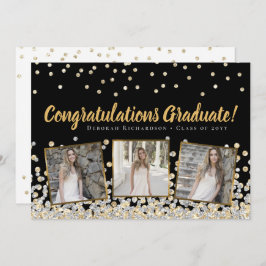 Foto Collage Gold Silver Confetti Afstuderen Kaart