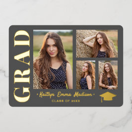 Foto: Collage Gray & Gold Foil Afstudeerder Kaart