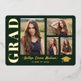 Foto: Collage Green & Gold Foil Afstudeerder Kaart