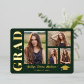 Foto: Collage Green & Gold Foil Afstudeerder Kaart (Staand Voorkant)