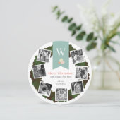 Foto Collage Greenery Krans Witte Vakantie Kaart (Staand voorkant)