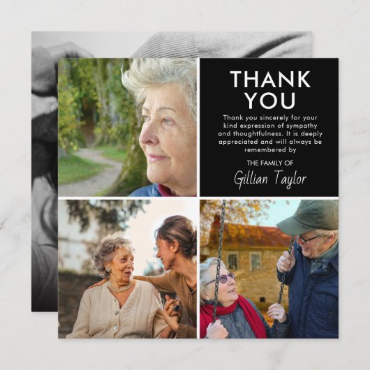 Foto Collage Grid Funeral Sympathy Dank u kaart (Voorkant / Achterkant)