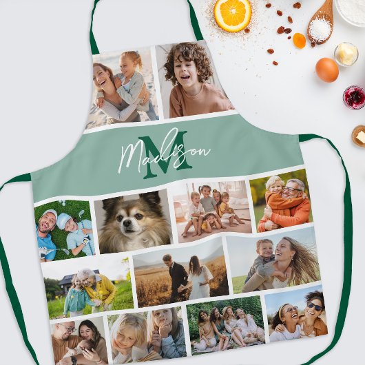 Foto Collage Groene Monogram Schort