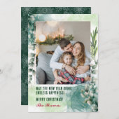 Foto Collage Groene Vakantie Kaart Vrolijk kerstfe (Voorkant / Achterkant)